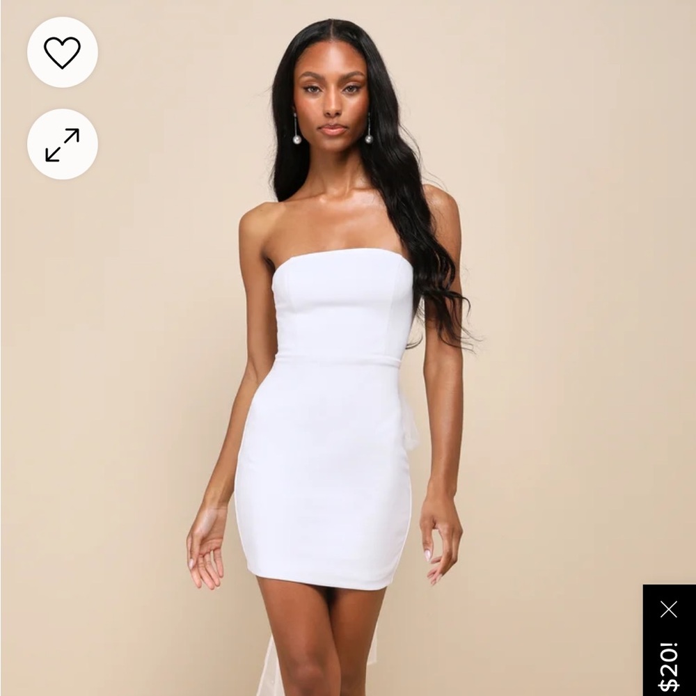 Lulus Flawless Entrance White Pearl Organza Bow Strapless Mini Dress